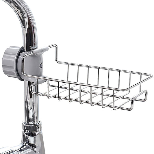 MAPPERZ kitchen sink organizer, Sink Caddy Organizer, Tap Organiser Clip Storage Rack Practical Home Kitchen Drain Rack with Towel Holder for Soap (Stainless Steel)
