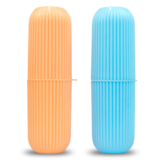 MAPPERZ Capsule Shape Travel Toothbrush Toothpaste Case Holder Portable Toothbrush Storage Plastic Toothbrush Holder - Multicolor (2)