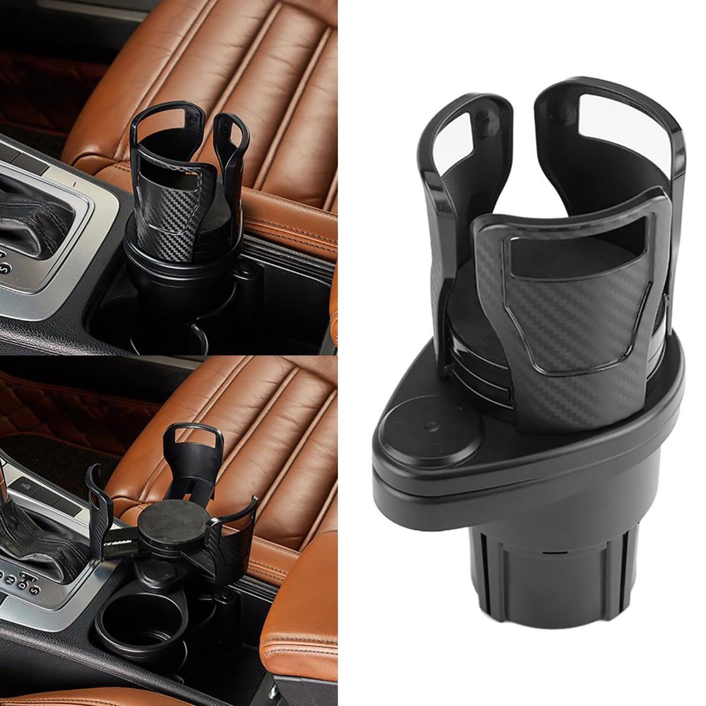 MAPPERZ 2 in 1 Multifunctional Car Cup Holder, Adjustable Expander Adapter Organizer with 360° Rotating & Locking Function for Bottles Cups Drinks Snack for Seat Automotive Auto Truck RV, Pack of 1