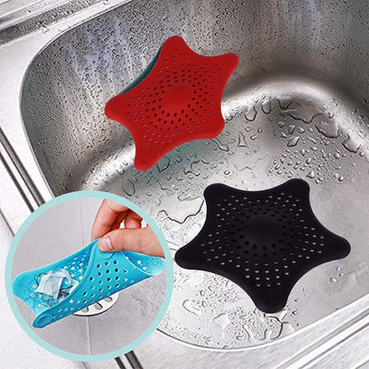 Mapperz Star Kitchen Sink and Bathroom Drain Filter | Hair Catcher | Hair Stopper Bath Plug Plunger | Sink Filter Coater | Shower Drain Covers | (Multicolour, 4 pcs)