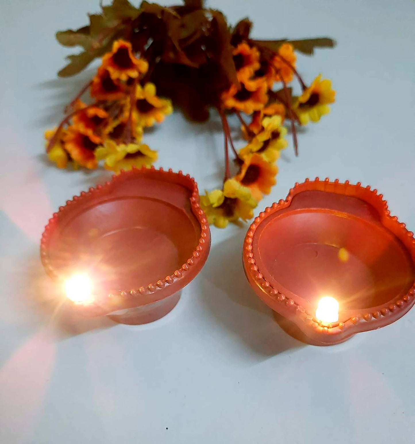 MAPPERZ Water Sensor Led Diyas Candle Warm Orange Ambient Lights, with Water Sensing Technology E-Diya, Battery Operated Led Candles for Home Decor, Festivals Decoration