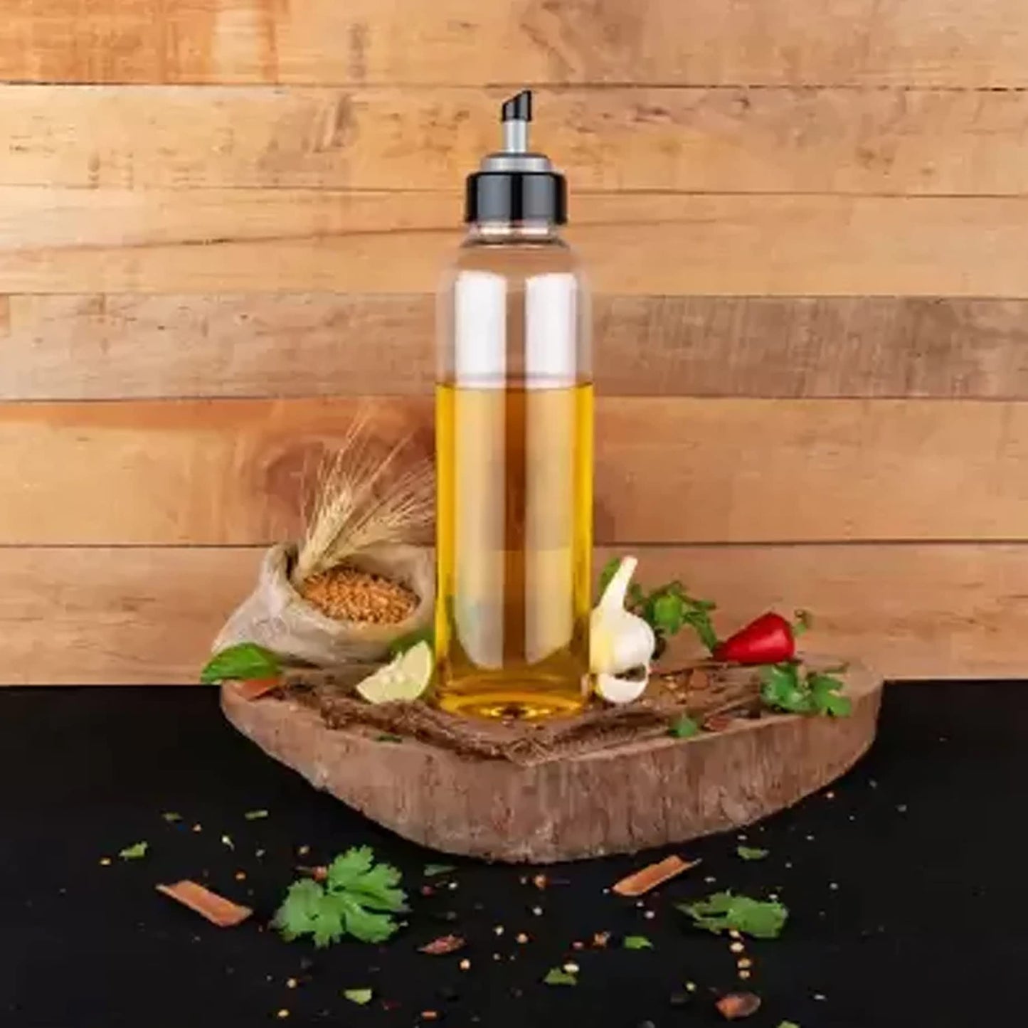 MAPPERZ Oil Dispenser Bottle, Plastic Oil Dispenser Vinegar Bottles for Kitchen with Airtight Nozzle Plug Pouring Spouts Cooking for Kitchen Easy Oil Flow Wide Lid Refill (Pack of 1)