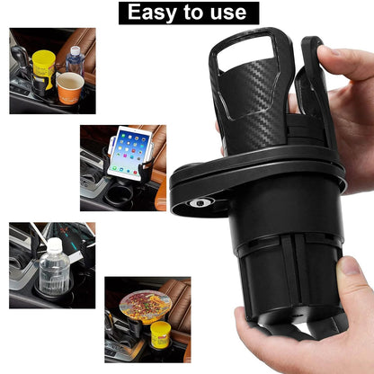 MAPPERZ 2 in 1 Multifunctional Car Cup Holder, Adjustable Expander Adapter Organizer with 360° Rotating & Locking Function for Bottles Cups Drinks Snack for Seat Automotive Auto Truck RV, Pack of 1