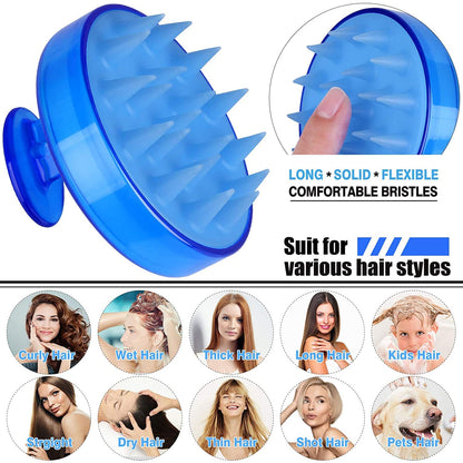MAPPERZ Silicone Shampoo Scalp Shower Hairbrush/Hair Washing Exfoliating Massager Brush Comb for Men Women - Blue