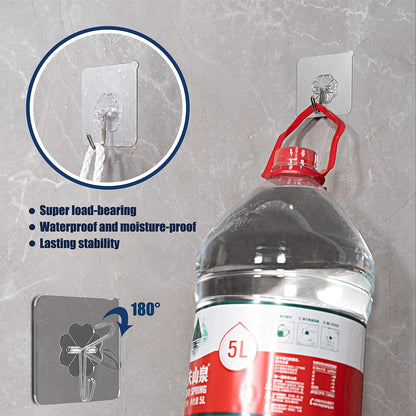 MAPPERZ Self Adhesive Wall Hooks, Heavy Duty Sticky Hooks for Hanging 10KG (Max), Waterproof Transparent Adhesive Hooks for Wall, Wall Hangers for Hanging Kitchen Bathroom - (Pack of 10Pc