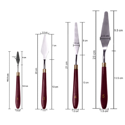 MAPPERZ Stainless Steel Palette Knife Set, Flexible Spatula Painting Knives for Color Mixing, Spreading, Applying Oil & Acrylic Paint on Canvases, Cake Icing, 3D Print Tool, (No. 1,3,4,5), Pack Of 4
