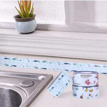 MAPPERZ Self Adhesive Caulk Strip, Caulking Sealant Tape for Kitchen, Countertop, Bathroom, Sink, Bathtub & Floor Wall Edge Protector, Create a Tight Seal to Keep Moisture Out, Random Design, 3 Meter