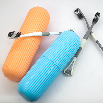 MAPPERZ Capsule Shape Travel Toothbrush Toothpaste Case Holder Portable Toothbrush Storage Plastic Toothbrush Holder - Multicolor (2)