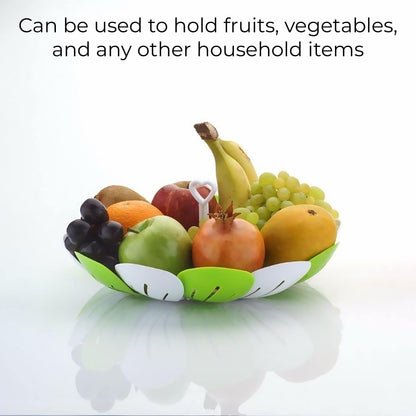 MAPPERZ Self Adjustable Smart Foldable Lotus Shape Fruit, Vegetable and Snacks Basket Tray, Fruit Bowl for Home & Kitchen Counter Top Rack Organizer - (Random Color), (Pack of 1)
