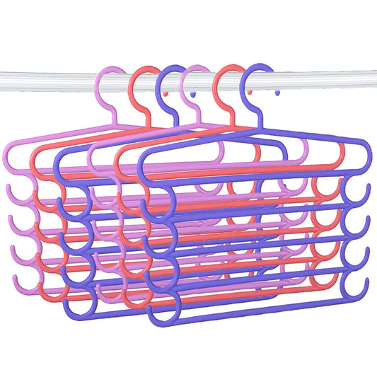 Mapperz Hanger | 5 Layer Heavy Duty Multipurpose Hanger with Extra Side Hooks for Dupatta,Tie Cloth Rack Multilayer Storage Scarf Tie Rack Hanger(Multicolor) (Multi Color, 5)
