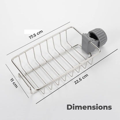 MAPPERZ kitchen sink organizer, Sink Caddy Organizer, Tap Organiser Clip Storage Rack Practical Home Kitchen Drain Rack with Towel Holder for Soap (Stainless Steel)