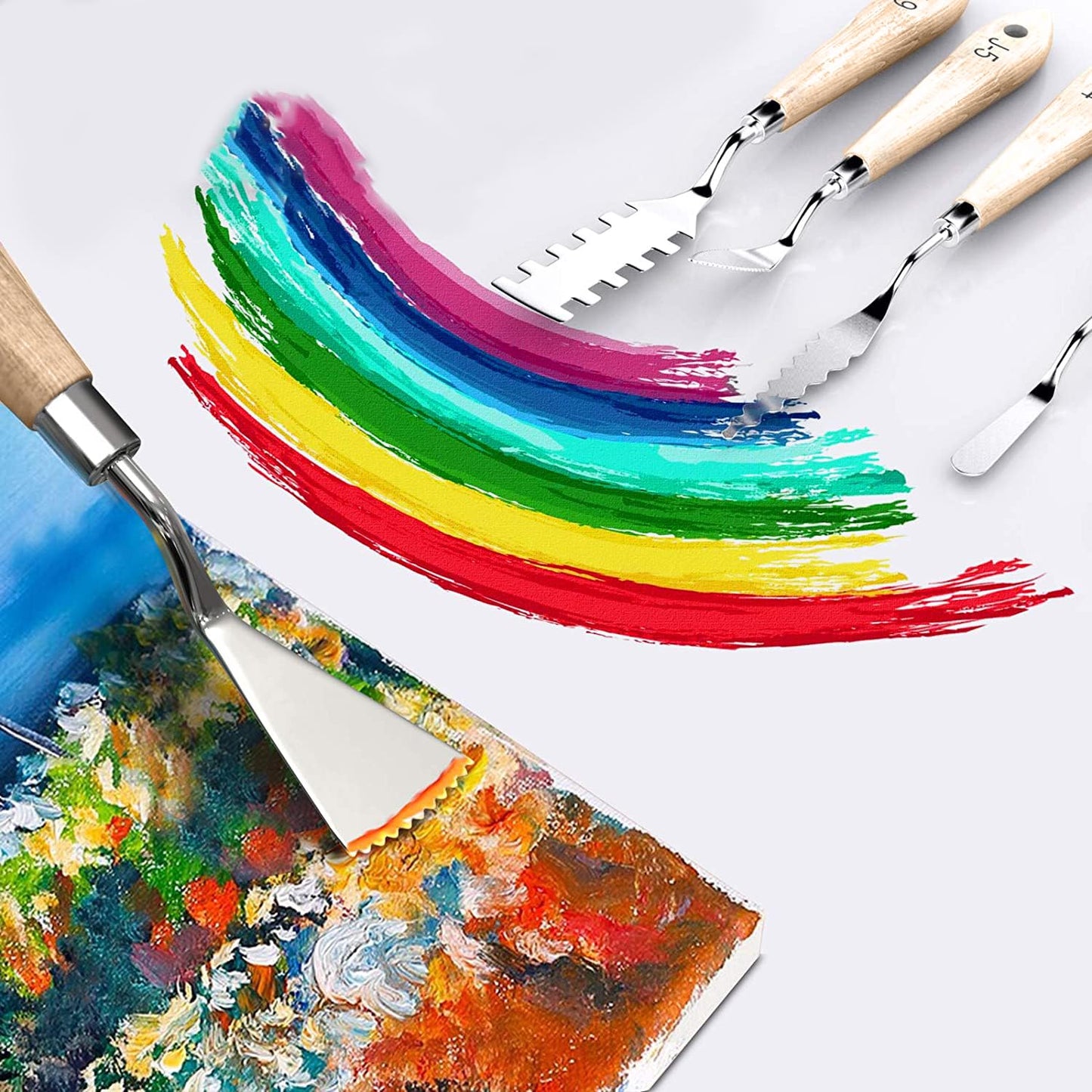 MAPPERZ Stainless Steel Artists Palette Knife Spatula Painting Mixing Scraper Thin and Flexible Art Tools for Oil Painting Acrylic Mixing, Canvas, Cake Icing, Face Painting Knife No. J-9, Pack of 01
