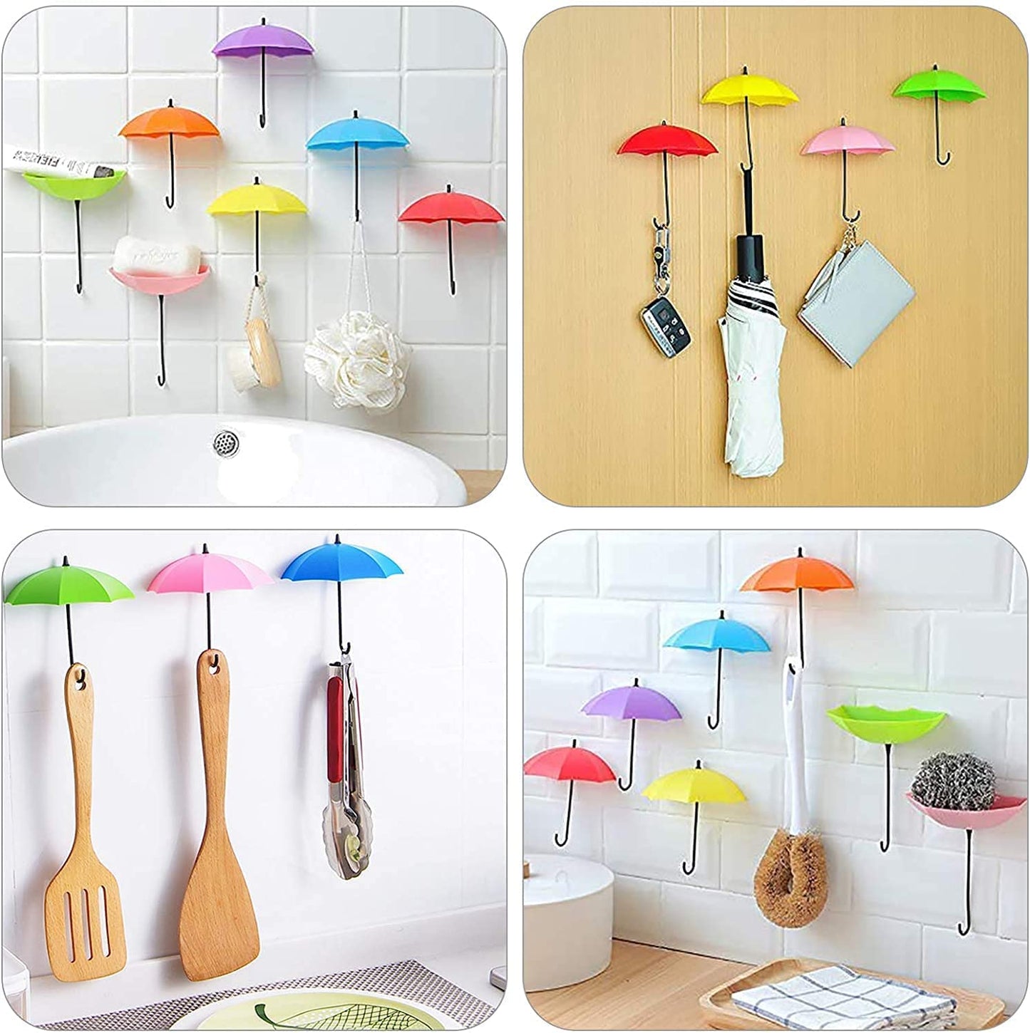 MAPPERZ Plastic Multipurpose Umbrella Key Hat Holder Wall Hanging Hook - (Multicolor)