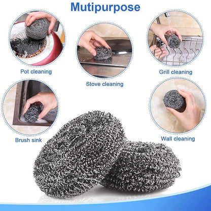 MAPPERZ Stainless Steel Scrubber/ Non Rusting Wire Scrubbers for Tough Stain Removal - Silver