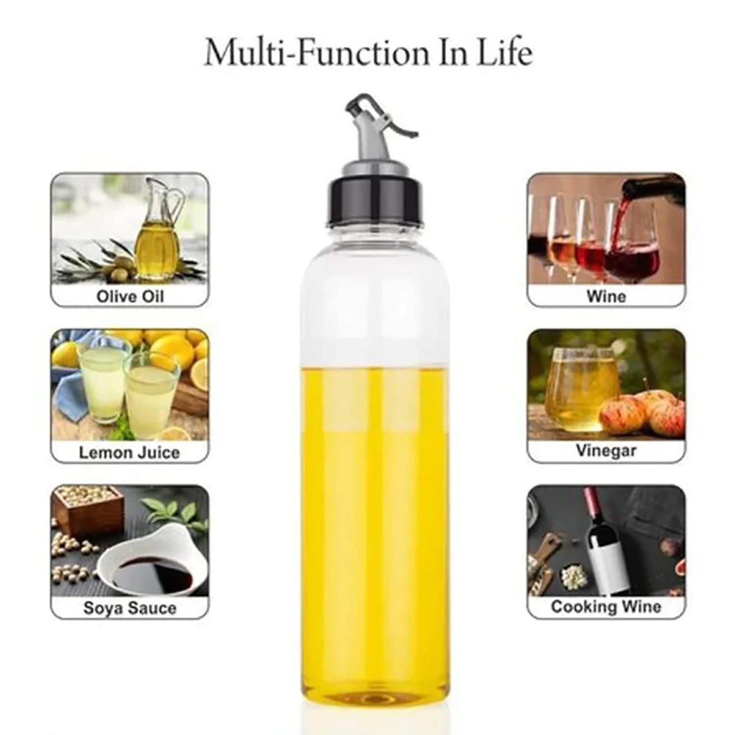 MAPPERZ Oil Dispenser Bottle, Plastic Oil Dispenser Vinegar Bottles for Kitchen with Airtight Nozzle Plug Pouring Spouts Cooking for Kitchen Easy Oil Flow Wide Lid Refill (Pack of 1)