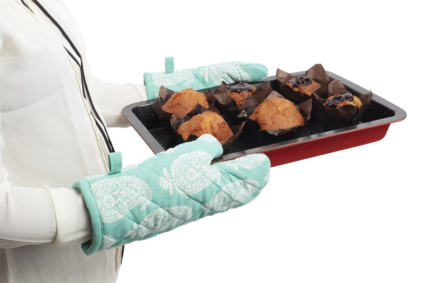 MAPPERZ Oven Gloves Heat Proof Microwave Cotton Oven Gloves for Kitchen Cooking Baking Heat Resistant Thick and Safe Protection of Hands (Pack of 2)