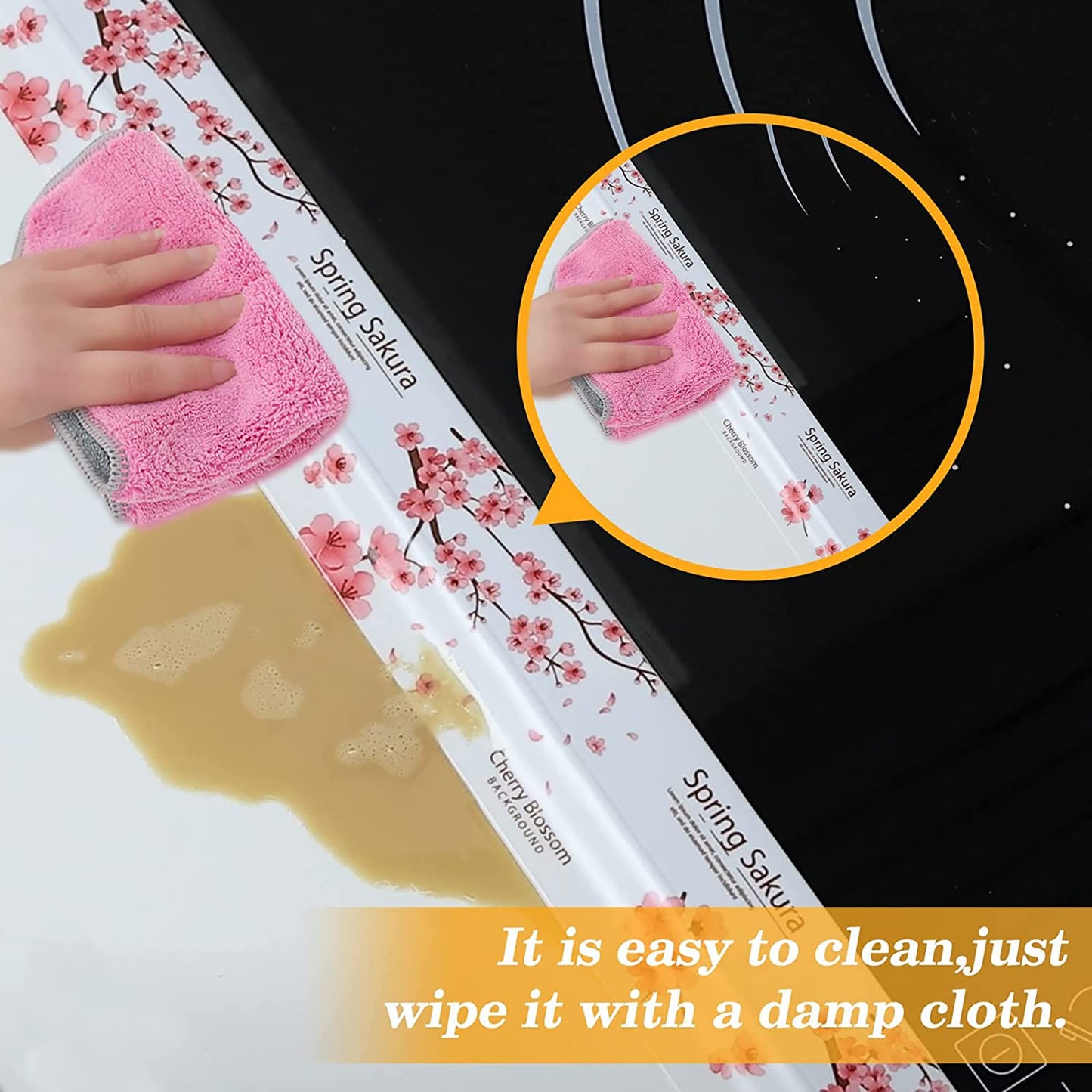 MAPPERZ Self Adhesive Caulk Strip, Caulking Sealant Tape for Kitchen, Countertop, Bathroom, Sink, Bathtub & Floor Wall Edge Protector, Create a Tight Seal to Keep Moisture Out, Random Design, 3 Meter