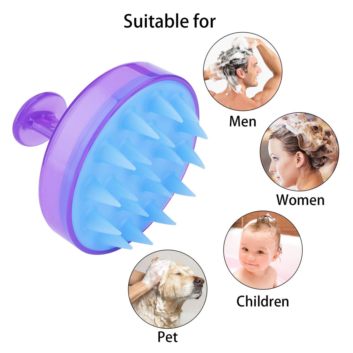 MAPPERZ Silicone Shampoo Scalp Shower Hairbrush/Hair Washing Exfoliating Massager Brush Comb for Men Women - Blue