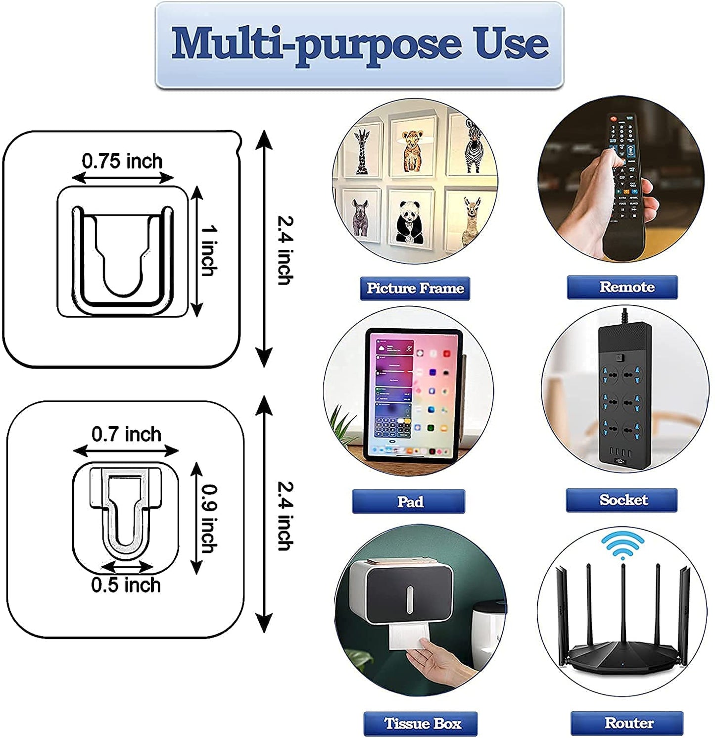 MAPPERZ Double-Sided Adhesive Wall Hooks- Wall-Sticking Hooks Without Punching and Nails, Waterproof and Oil-Proof, Heavy-Duty Self-Adhesive Hooks for Bathroom and Kitchen (10)