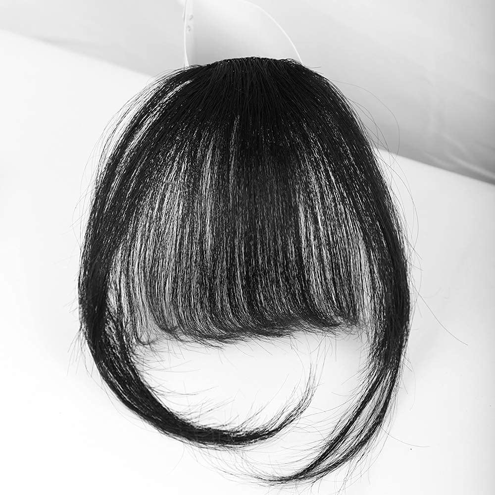 MAPPERZ Clip in Bangs Front Neat Air Fringe One Piece Clip in Fringe Hair Extensions with Temples for Women (Natural Color)