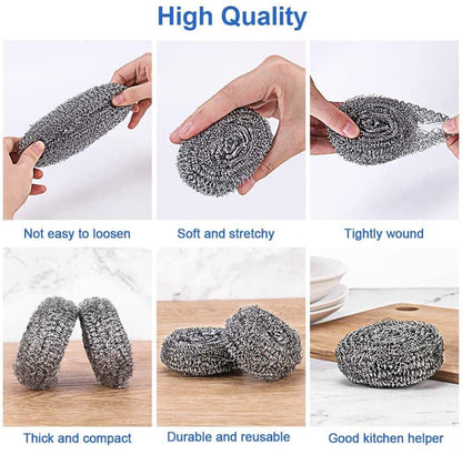 MAPPERZ Stainless Steel Scrubber/ Non Rusting Wire Scrubbers for Tough Stain Removal - Silver