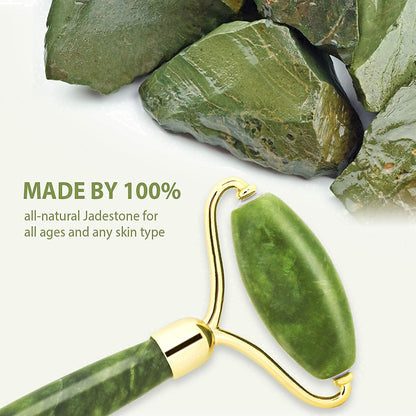 Mapperz Natural Facial Jade Roller Massager | Double Sided Face Rolling Massage Stone Beauty Tool for Face Neck Toning, Firming & Serum Application