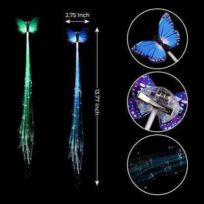Meesh Butterfly LED Fairy Hair Clips For Dark Party, Neon Rave Accessories for Women Girls