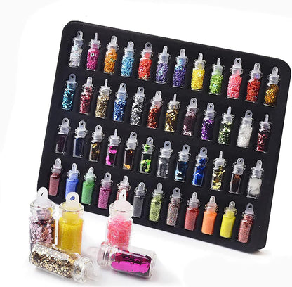 MAPPERZ 48 Nail Glitter, 100 Nails, 2 Nail Filer, 1 Big Size Glue, 10 Tape, 15 Brush, 1 Nail Cleaning Brush, 1 Stamp Wth Scraper, 24 Sheets Sticker, 5 Dotting Pen, 10 Sheets Of Tip Guide, 1 Buffer