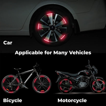 MAPPERZ 20pcs 3D Reflective Wheel Tire Rim Stripe Sticker for Car Motorcycle Cycling Bike Bicycle Night Safety Stripe Universal Anti-Scratch Reflective Rim Stickers -