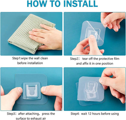 MAPPERZ Double-Sided Adhesive Wall Hooks- Wall-Sticking Hooks Without Punching and Nails, Waterproof and Oil-Proof, Heavy-Duty Self-Adhesive Hooks for Bathroom and Kitchen (10)