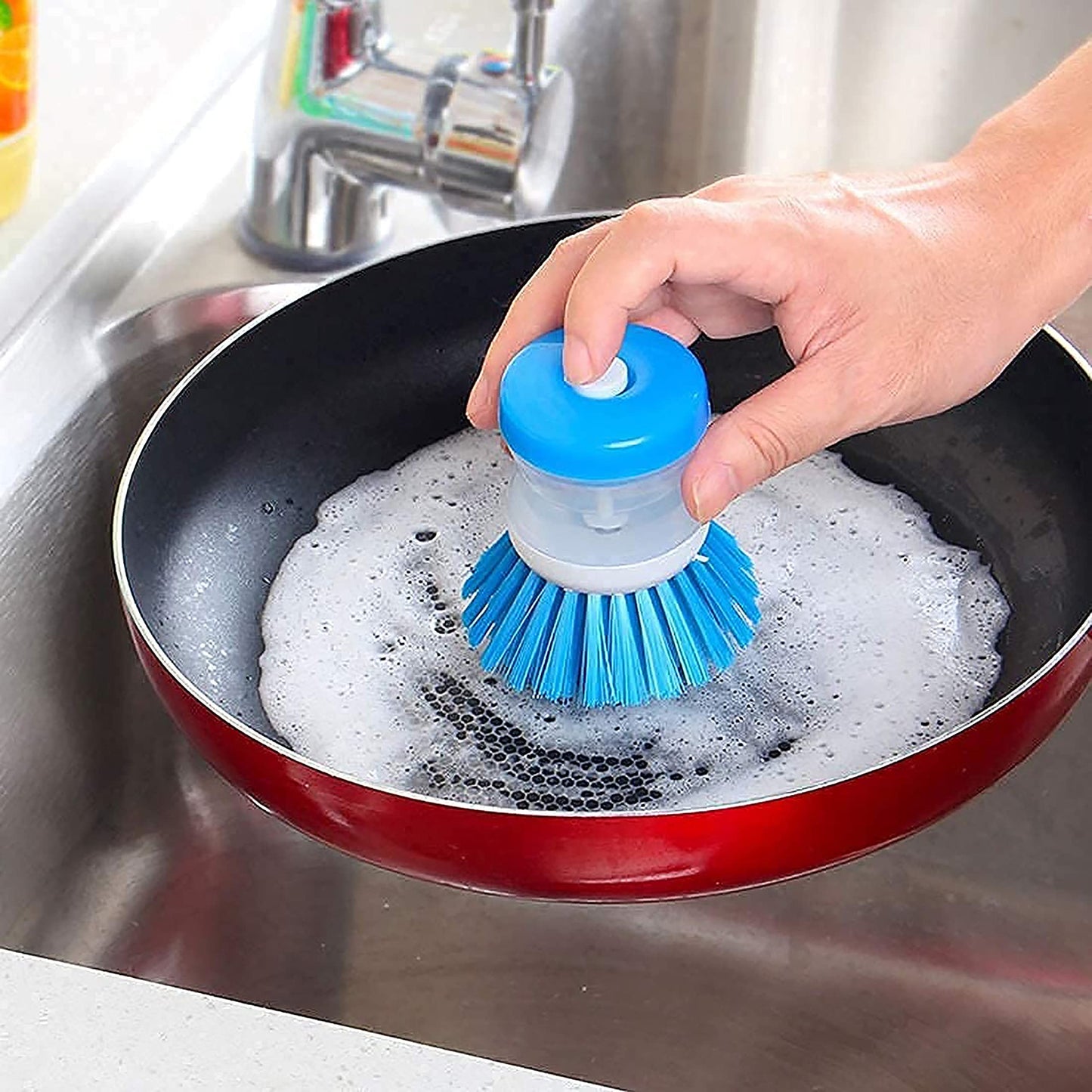 MAPPERZ Dish/Washbasin Cleaning Brush with Inbuilt Soap Dispenser for Multipurpose Cleaning