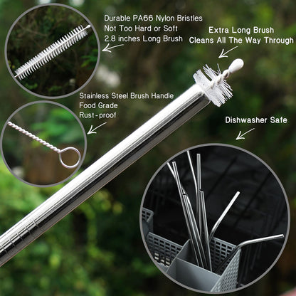 Mapperz Stainless Steel Straws for Drinking with Brushes / Reusable Stainless Steel Straw with Cleaning Brush- Long Metal Straws For Drinking, Set Of 5 (2- Bend Pipe , 2- Long Straw, 1-cleaning Brush), Silver