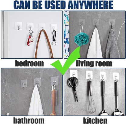 MAPPERZ Self Adhesive Wall Hooks, Heavy Duty Sticky Hooks for Hanging 10KG (Max), Waterproof Transparent Adhesive Hooks for Wall, Wall Hangers for Hanging Kitchen Bathroom - (Pack of 10Pc