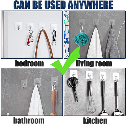 MAPPERZ Self Adhesive Wall Hooks/ Heavy Duty Sticky Hooks for Hanging/ Waterproof Transparent Adhesive Hooks - 10 Kg Max Weight