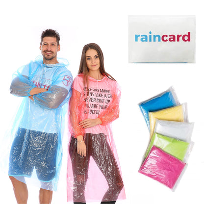 MAPPERZ Unisex Pocket Rain Coat Single Layer Disposable Rain Card for Men and Women (Free Size)