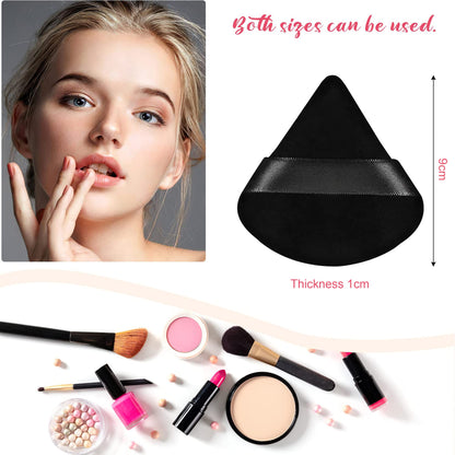 MAPPERZ Powder Puff Face Soft Triangle Makeup Puff for Loose Powder Body Powder, Wedge Shape Velour Cosmetic Sponge for Contouring, Under Eyes and Corners, Beauty Makeup Tools, Medium Size, Pack Of 2