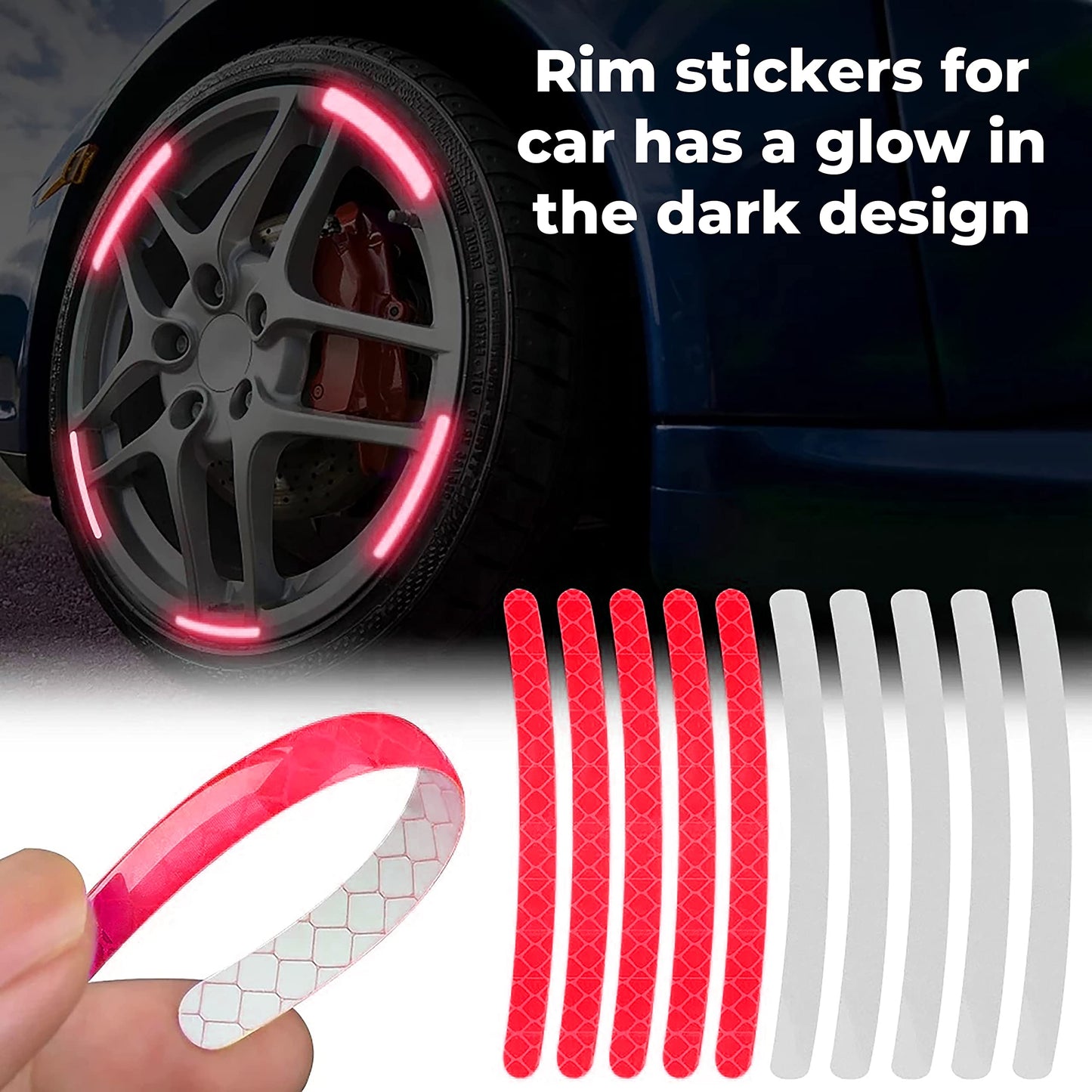 MAPPERZ 20pcs 3D Reflective Wheel Tire Rim Stripe Sticker for Car Motorcycle Cycling Bike Bicycle Night Safety Stripe Universal Anti-Scratch Reflective Rim Stickers -