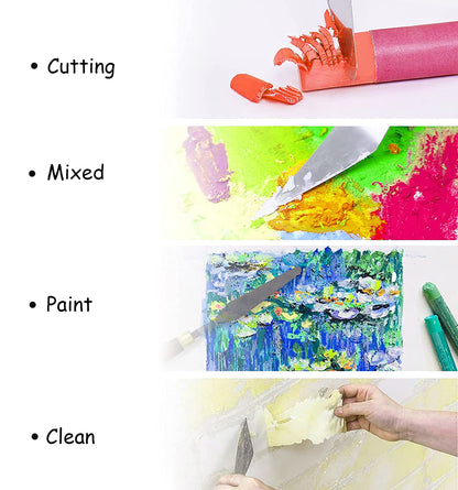 MAPPERZ Stainless Steel Palette Knife Set, Flexible Spatula Painting Knives for Color Mixing, Spreading, Applying Oil & Acrylic Paint on Canvases, Cake Icing, 3D Print Tool, (No. 1,3,4,5), Pack Of 4