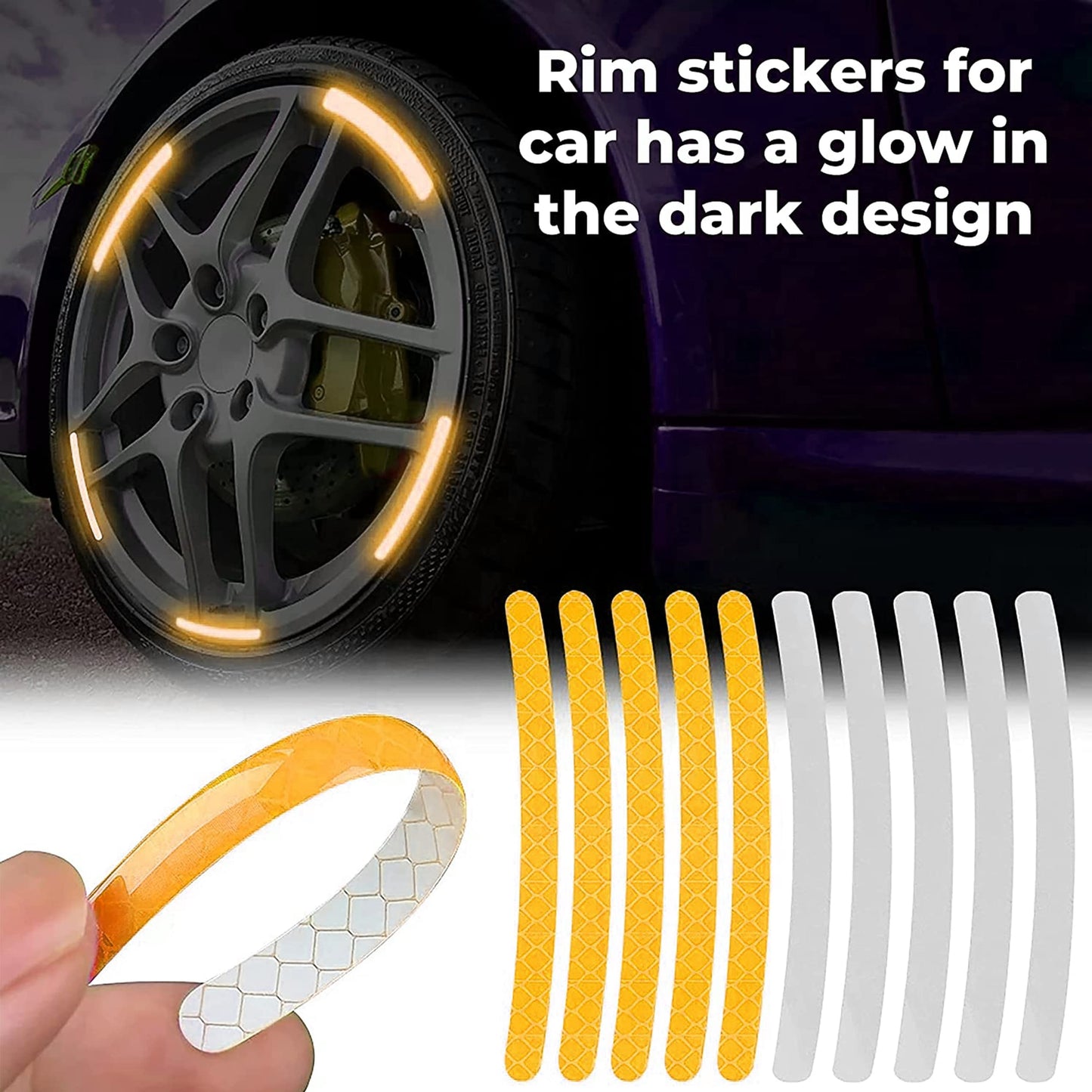 MAPPERZ 20pcs 3D Reflective Wheel Tire Rim Stripe Sticker for Car Motorcycle Cycling Bike Bicycle Night Safety Stripe Universal Anti-Scratch Reflective Rim Stickers -