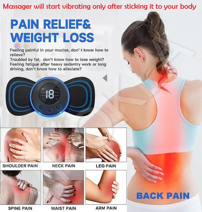 MAPPERZ Mini Body Massager Machine for Pain Relief Butterfly Massager for Back Pain, Wireless EMS Massager Vibration Stick, Rechargeable Neck Massager With 8 Modes & 19 Strength Levels (Black)