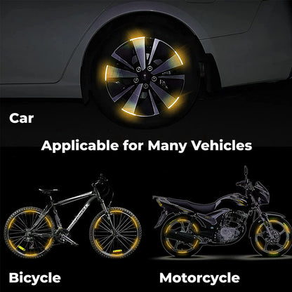 MAPPERZ 20pcs 3D Reflective Wheel Tire Rim Stripe Sticker for Car Motorcycle Cycling Bike Bicycle Night Safety Stripe Universal Anti-Scratch Reflective Rim Stickers -
