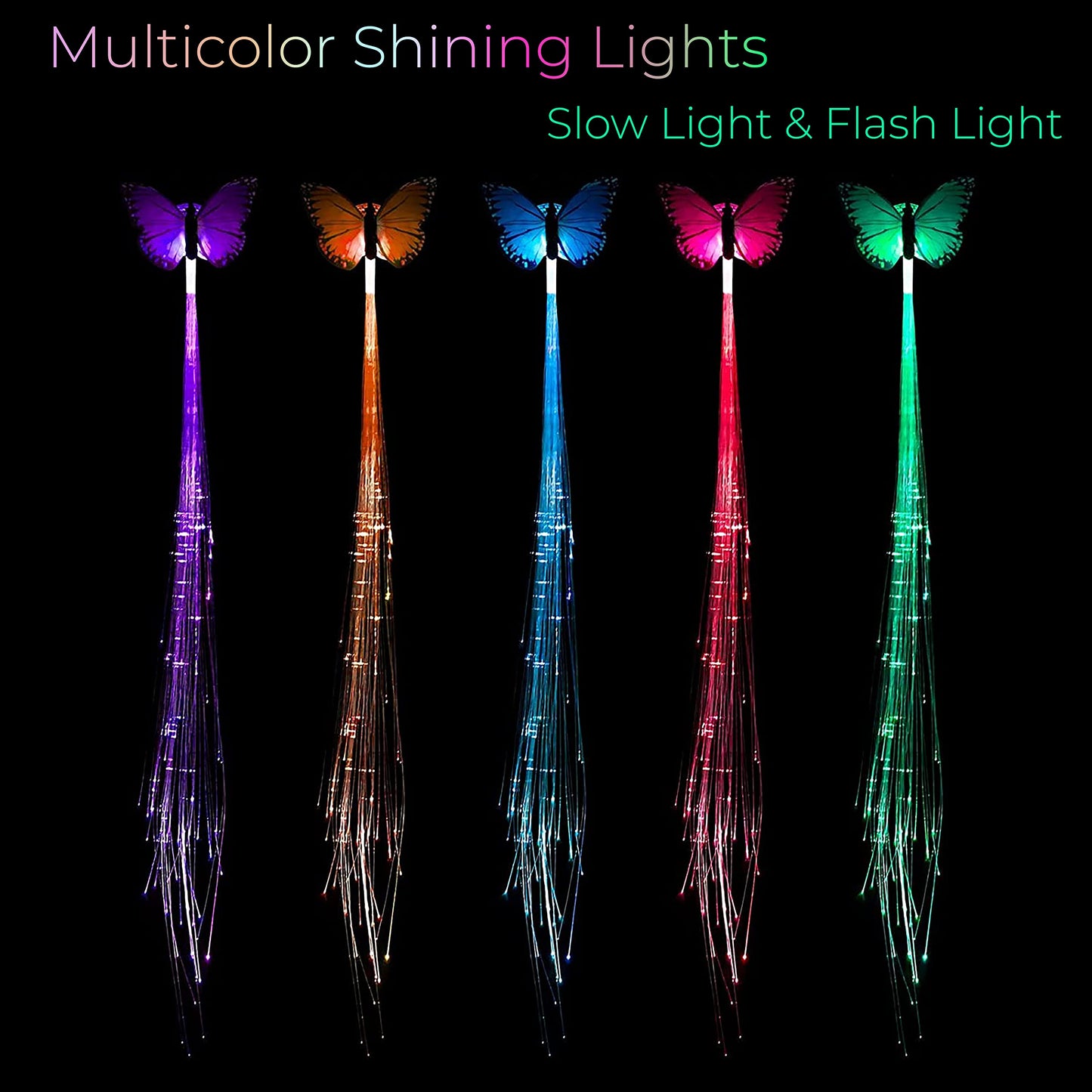 Meesh Butterfly LED Fairy Hair Clips For Dark Party, Neon Rave Accessories for Women Girls