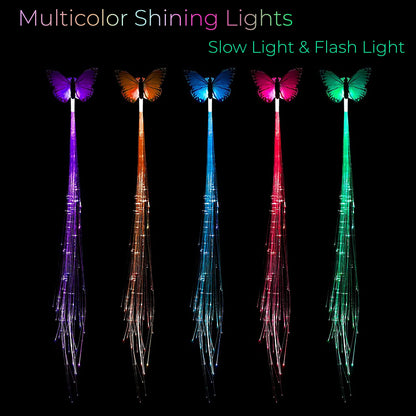 Meesh Butterfly LED Fairy Hair Clips For Dark Party, Neon Rave Accessories for Women Girls
