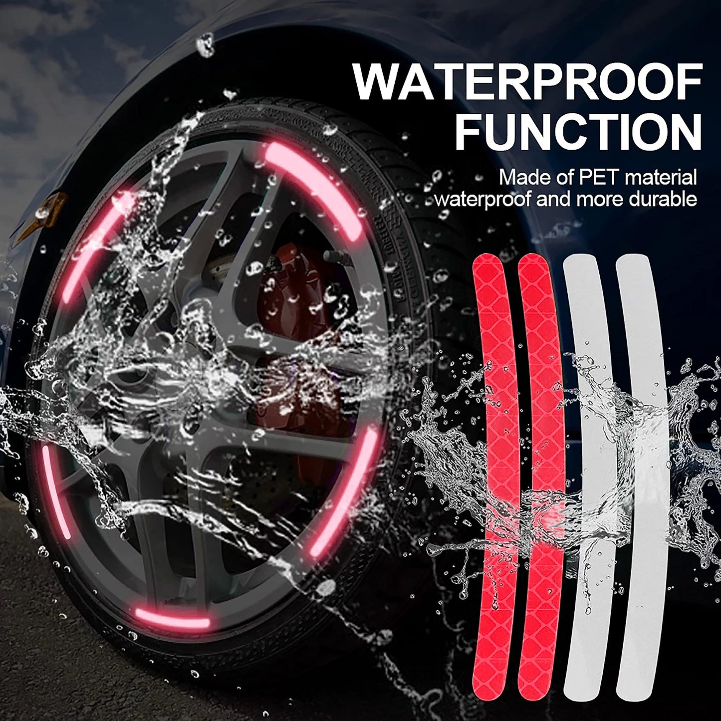 MAPPERZ 20pcs 3D Reflective Wheel Tire Rim Stripe Sticker for Car Motorcycle Cycling Bike Bicycle Night Safety Stripe Universal Anti-Scratch Reflective Rim Stickers -