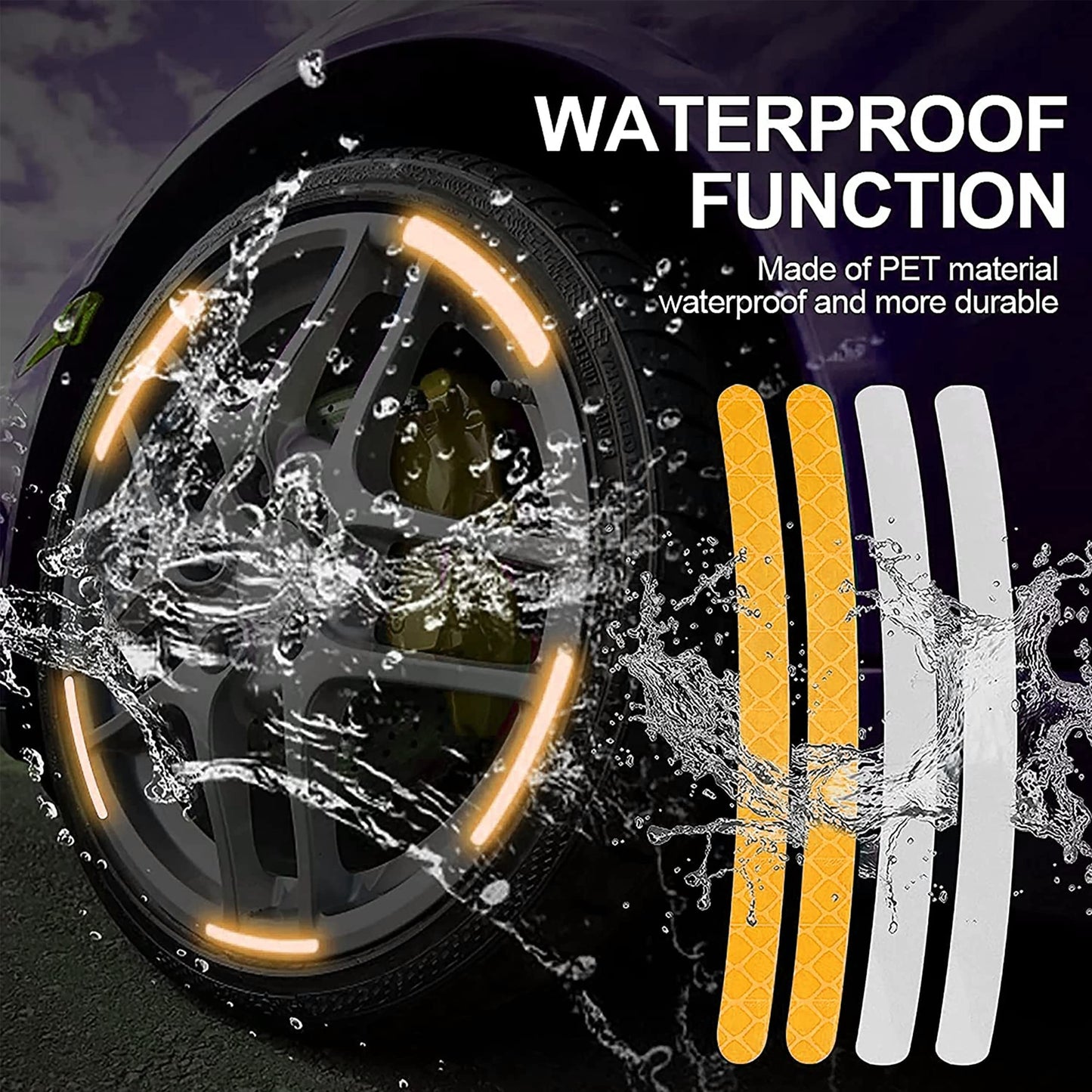 MAPPERZ 20pcs 3D Reflective Wheel Tire Rim Stripe Sticker for Car Motorcycle Cycling Bike Bicycle Night Safety Stripe Universal Anti-Scratch Reflective Rim Stickers -