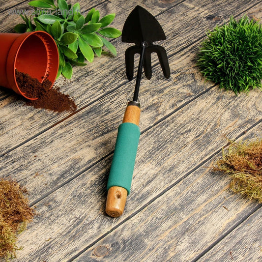 MAPPERZ Double Hand Hoe Gardening Tool with Wooden Handle 2 in 1 Hand Hoe for Precise Cultivation